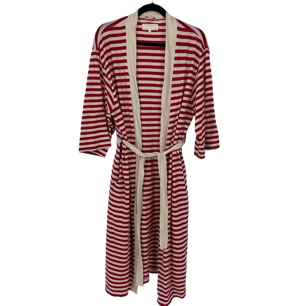 THE GREAT. Red and White Striped Pajama Robe